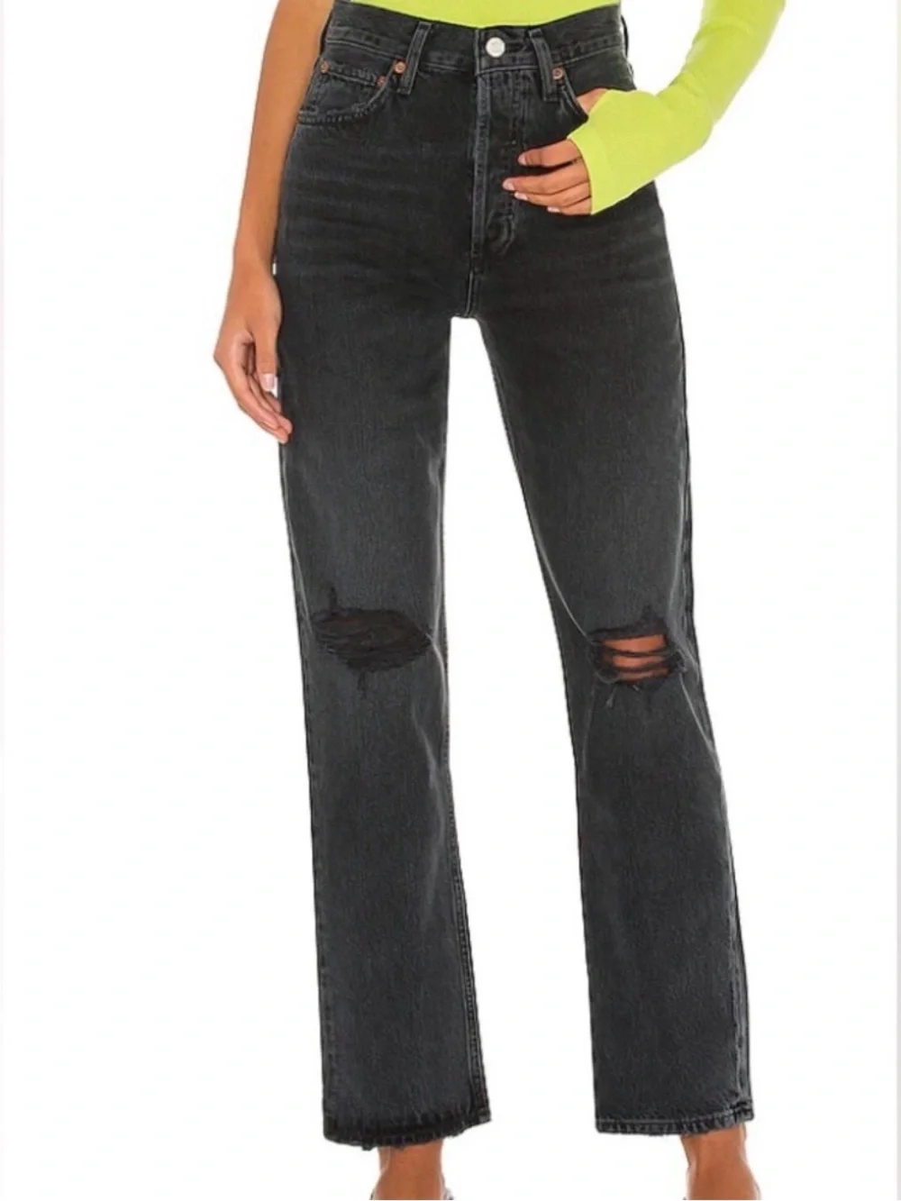 AGOLDE '90s High-Rise Straight-Leg Jeans Howl Black Wash Size 29